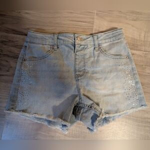 Colorful Planet Girls 12 Light Wash Blue Jean Denim Shorts Silver Stud